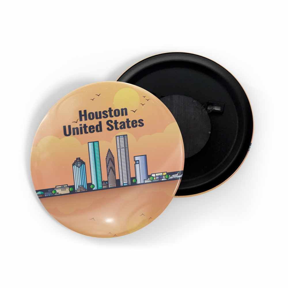dhcrafts Fridge Magnet Orange Houston United States Glossy Finish Design Pack of 1 (58mm)